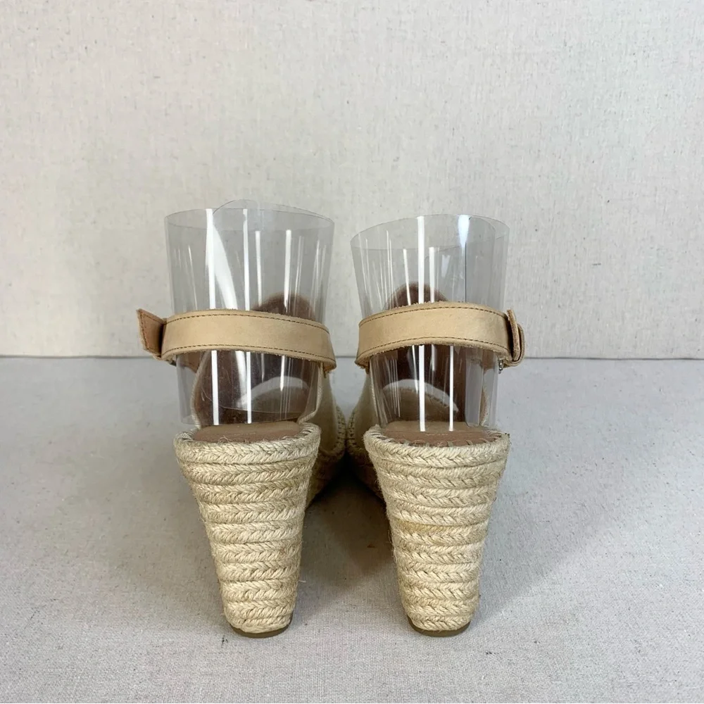Toms - Monica Classic Linen/Leather Wedge Slingback Espadrille Sandal - Size 10 - Picture 6 of 11